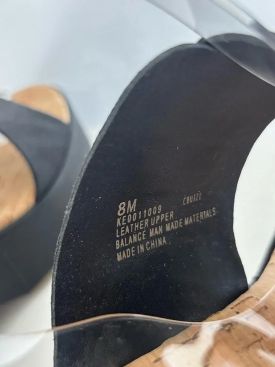 Kork Ease Taige Black Leather Platform Slide Sandals 8 - Picture 8 of 9